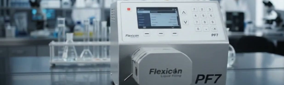 Flexicon PF7 liquid filling machine in a laboratory