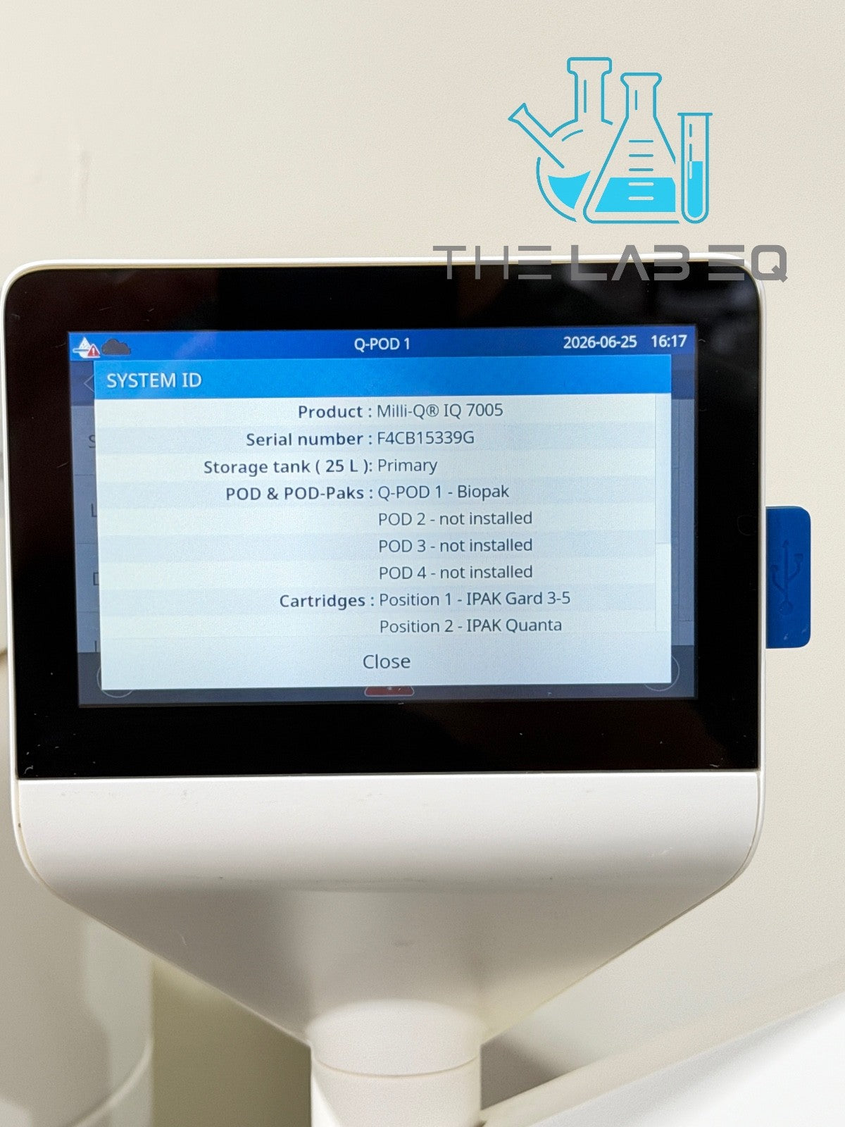 MilliporeSigma Milli-Q® IQ 7005 Water Purification System, 5 L/H w/ 2 Tanks