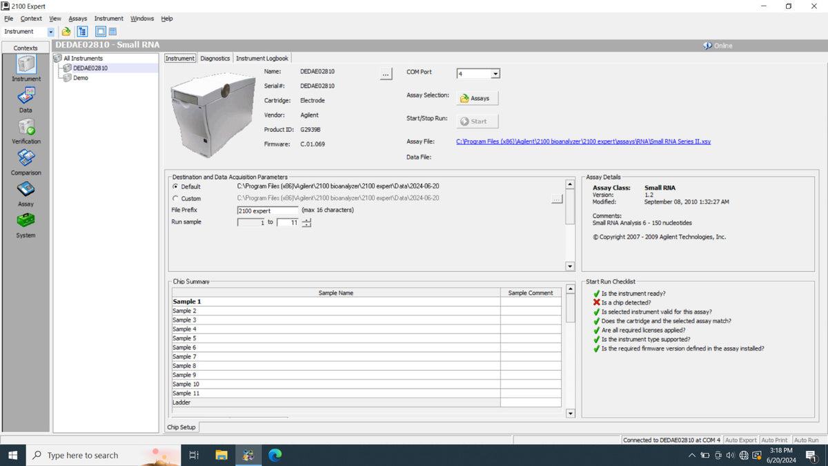 Agilent 2100 Bioanalyzer G2939B w/ laptop and software w/ Warranty